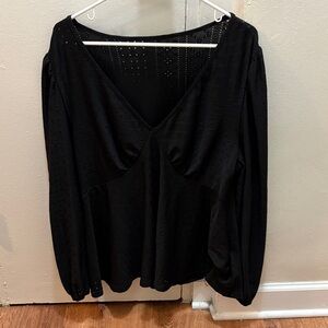 SHEIN Elegant Black V-Neck Blouse Size 3X